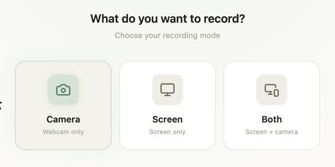 PandaStudio's 'What do you want to record?' screen with Camera, Screen and Both options
