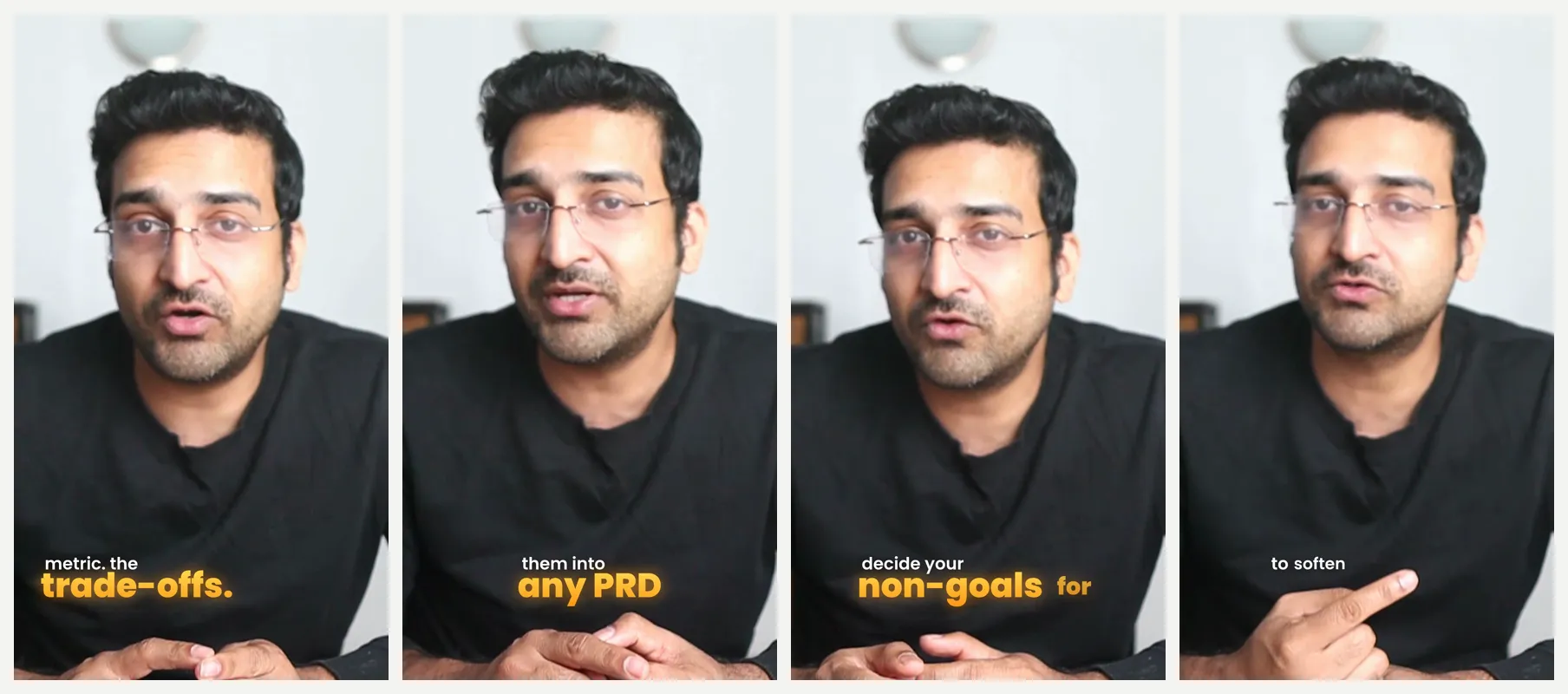 Four vertical clips with highlighted word captions, made by PandaStudio from one 11-minute camera recording